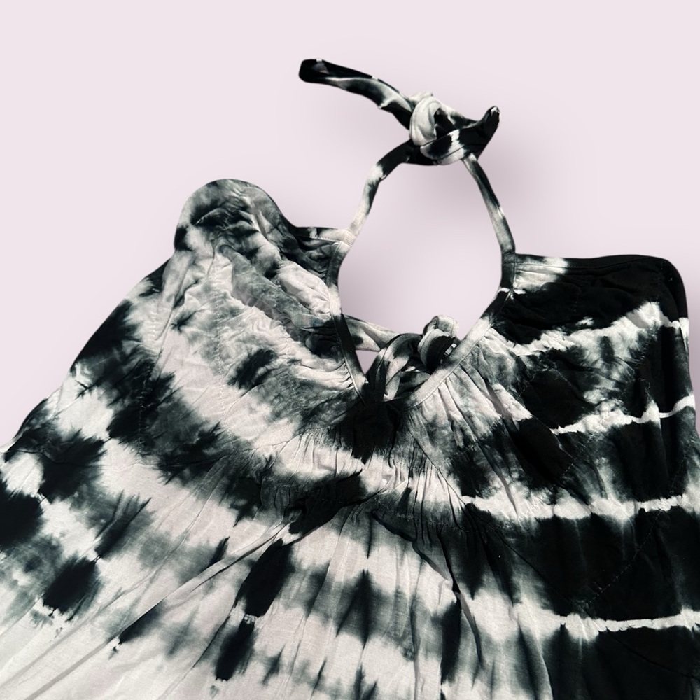 Women's Elan Black And White Tie Dye Halter Rayon/Spandex Dress Size Large - Picture 5 of 10